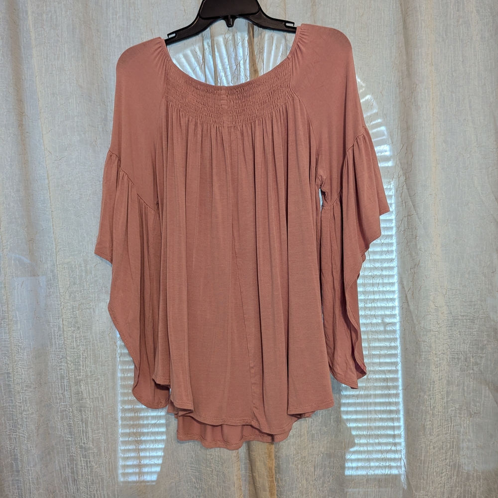 143 Story by Line Up Orange Asymmetrical Ruffled Blouse - Picture 8 of 8